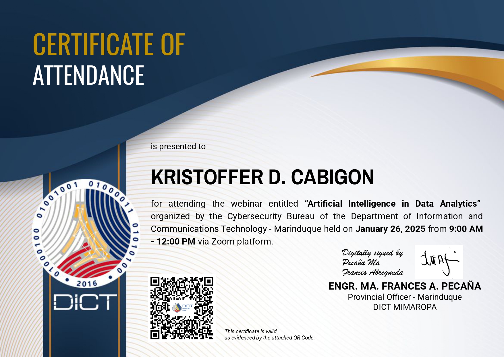 AI Analytics Certificate